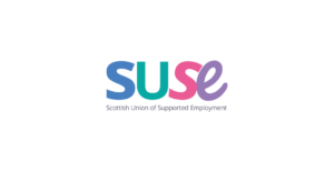 SUSE logo, S, U, S and E are in four different bright colours with Scottish Union of Supported Employment written underneath.