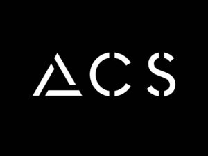 ACS logo, white letters on a black background.