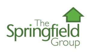 The Springfield Group is written in green font. There is a bright green arrow pointing up from the l and d from Springfield. 