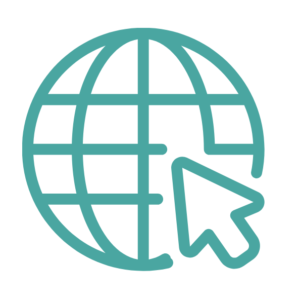 A green circle with lines across it and a mouse arrow icon hovering over it.